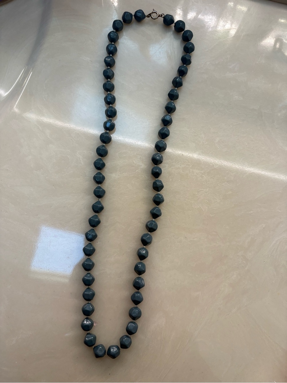 Gray Beaded lucite vintage necklace